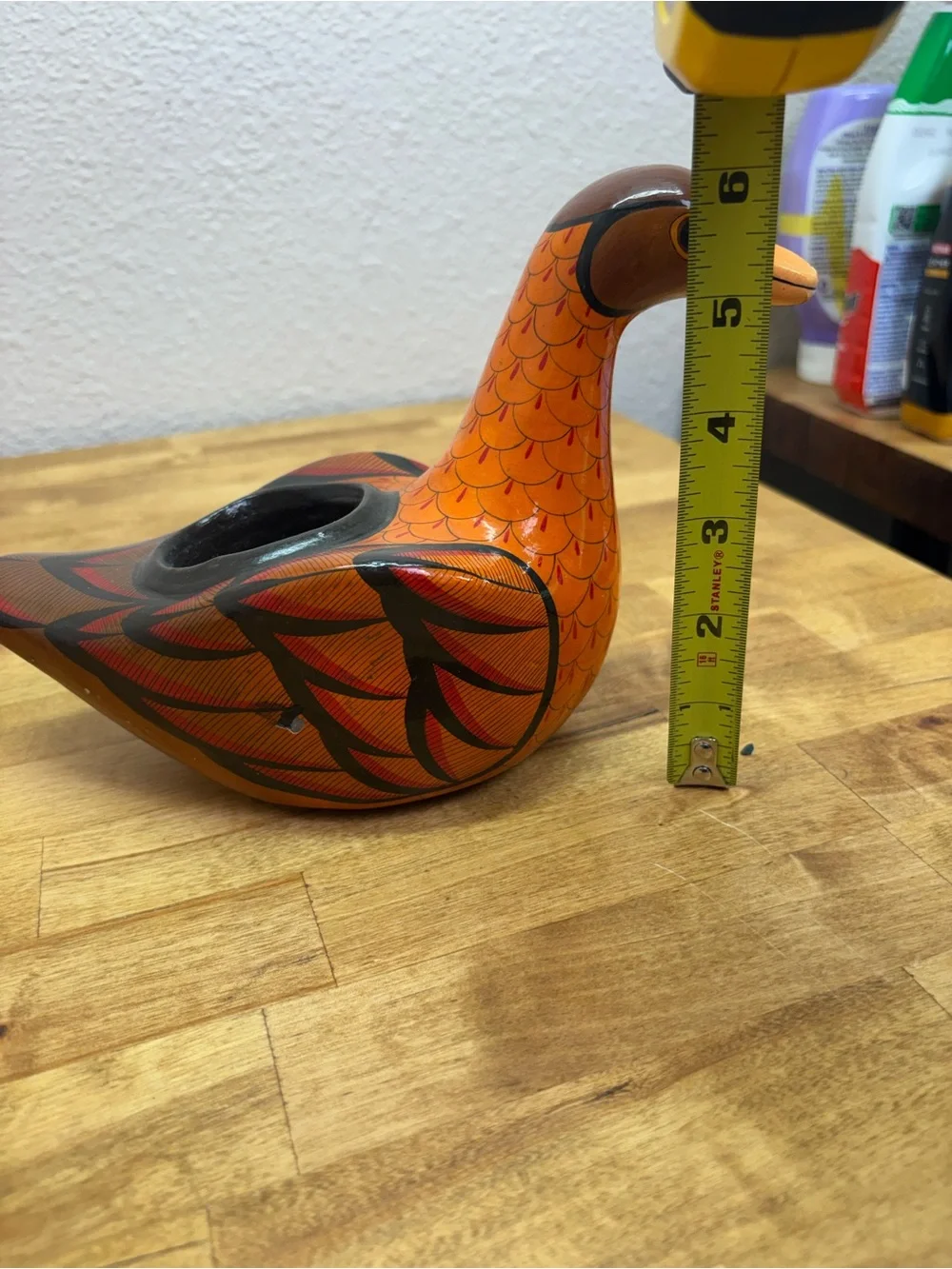 Signed M Palacios Mexico Tonala Pottery Bird Bud Vase Hand Painted Folk Art